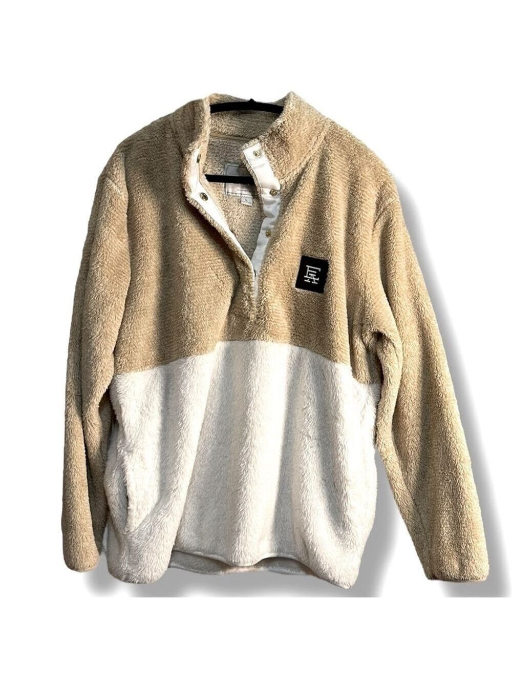 Fleece Pullover Camel and Cream Women's Size Large - Picture 8 of 12